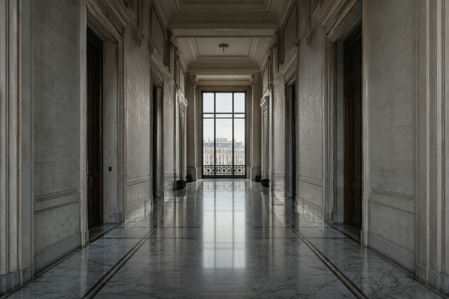 Marble institutional corridor