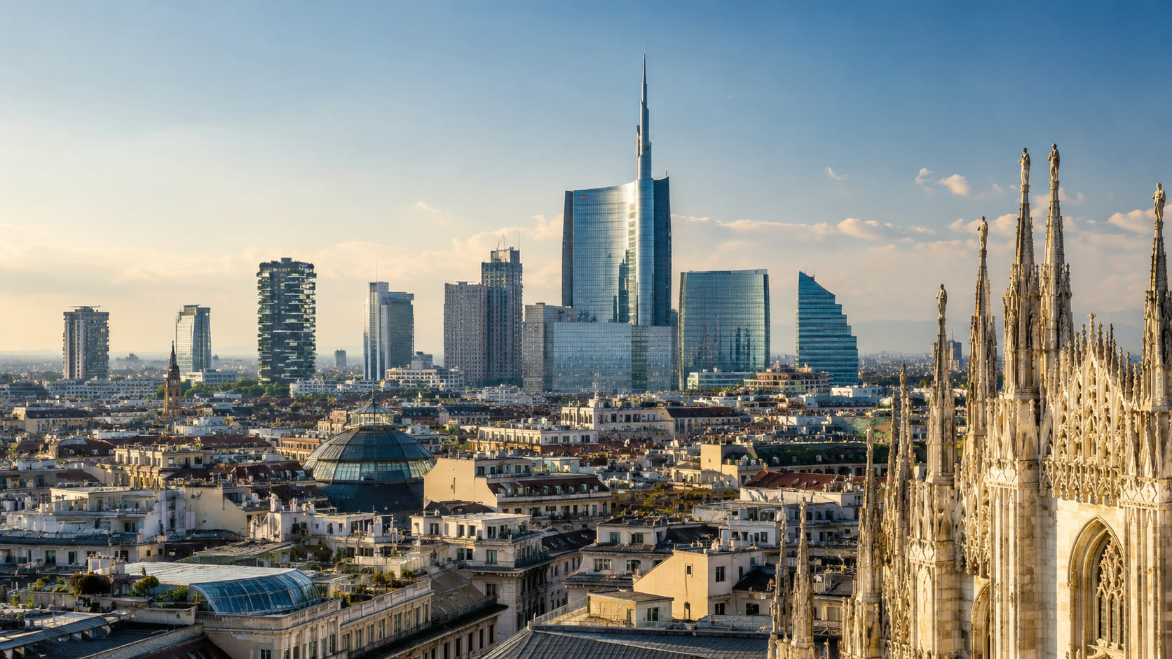 Milan skyline at dusk